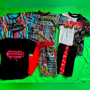 Boys 5/6 colorful hiphop drip graffiti tshirt bundle